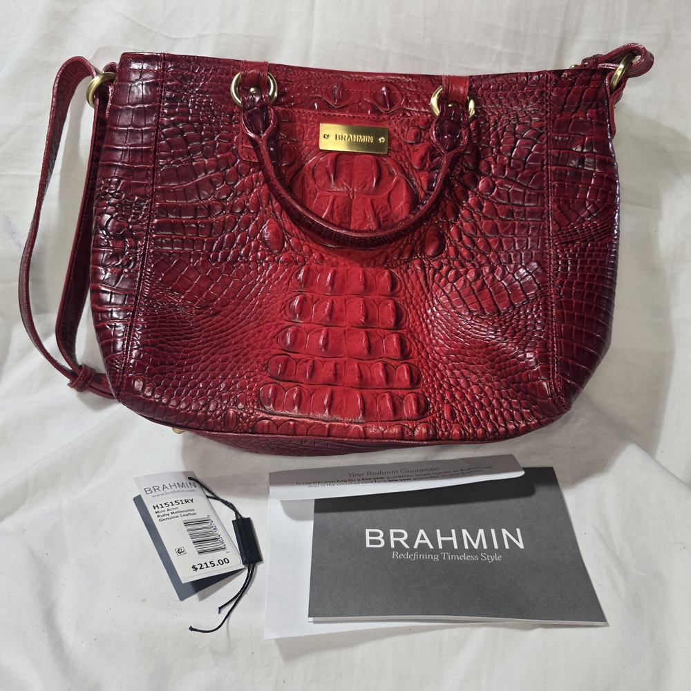Brahmin Red Crocodile Embossed Women's Bag